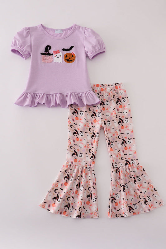 Purple french knot pants set