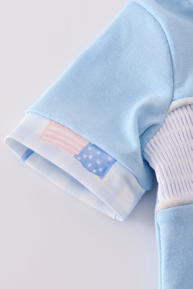 Blue flag embroidery bubble