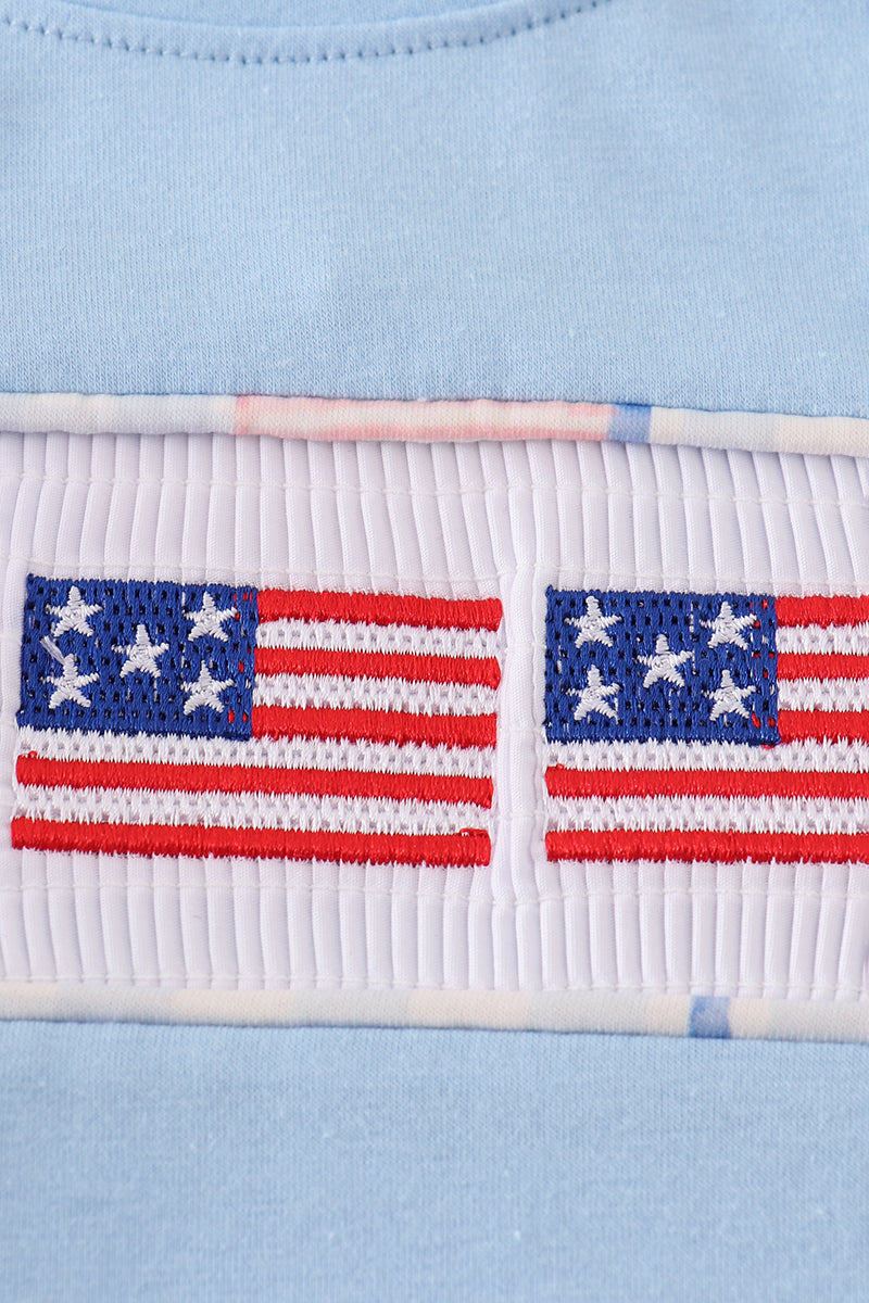 Blue flag embroidery bubble