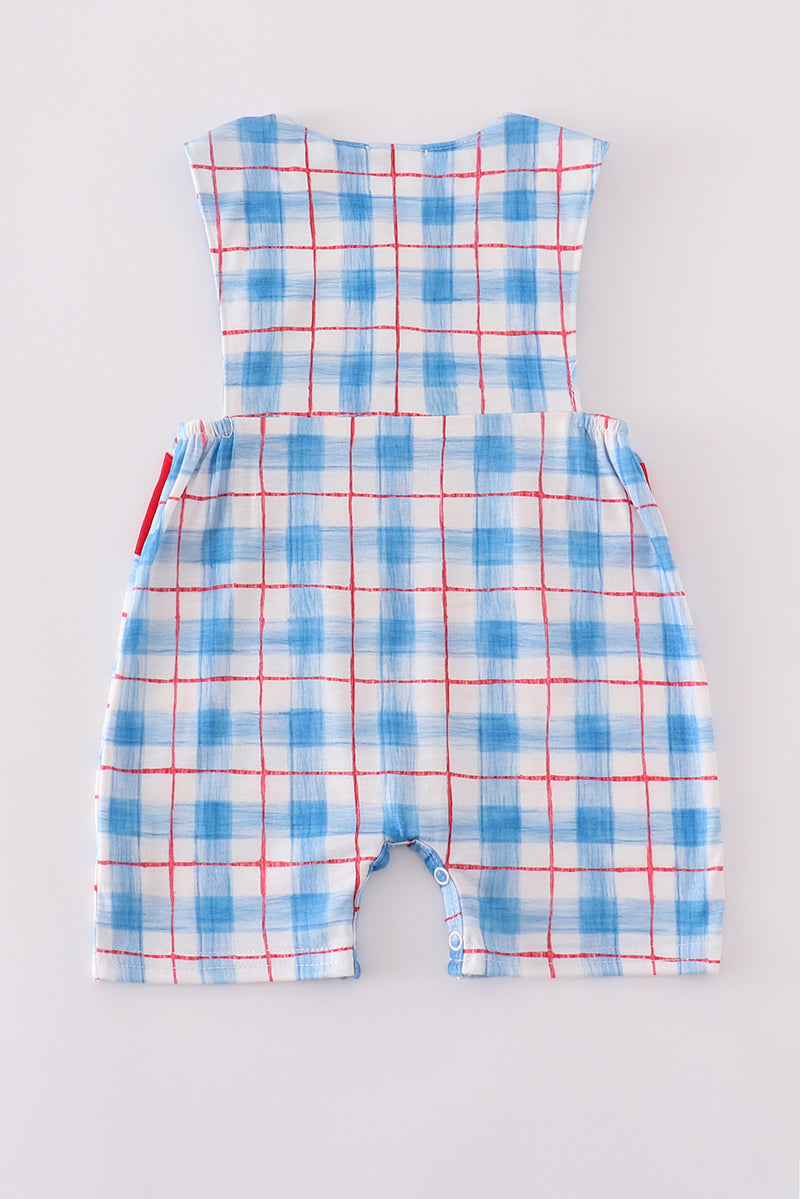 Flag embroidery smocked plaid jonjon