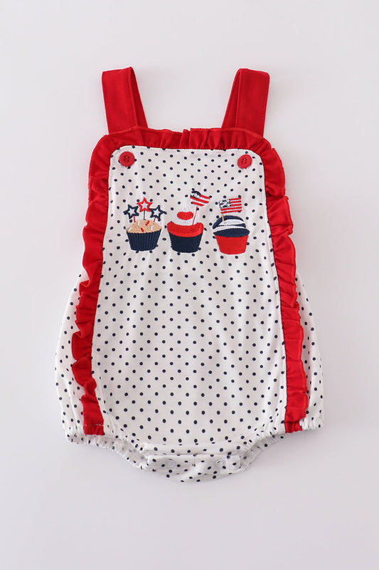 Red cake embroidery dot ruffle bubble