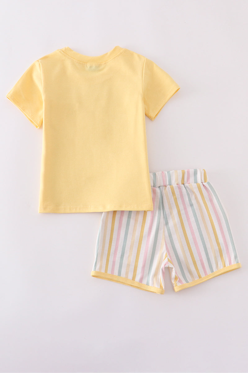 Rainbow stripe shorts set