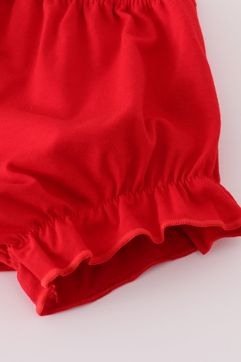 Red apple bow bloomer set