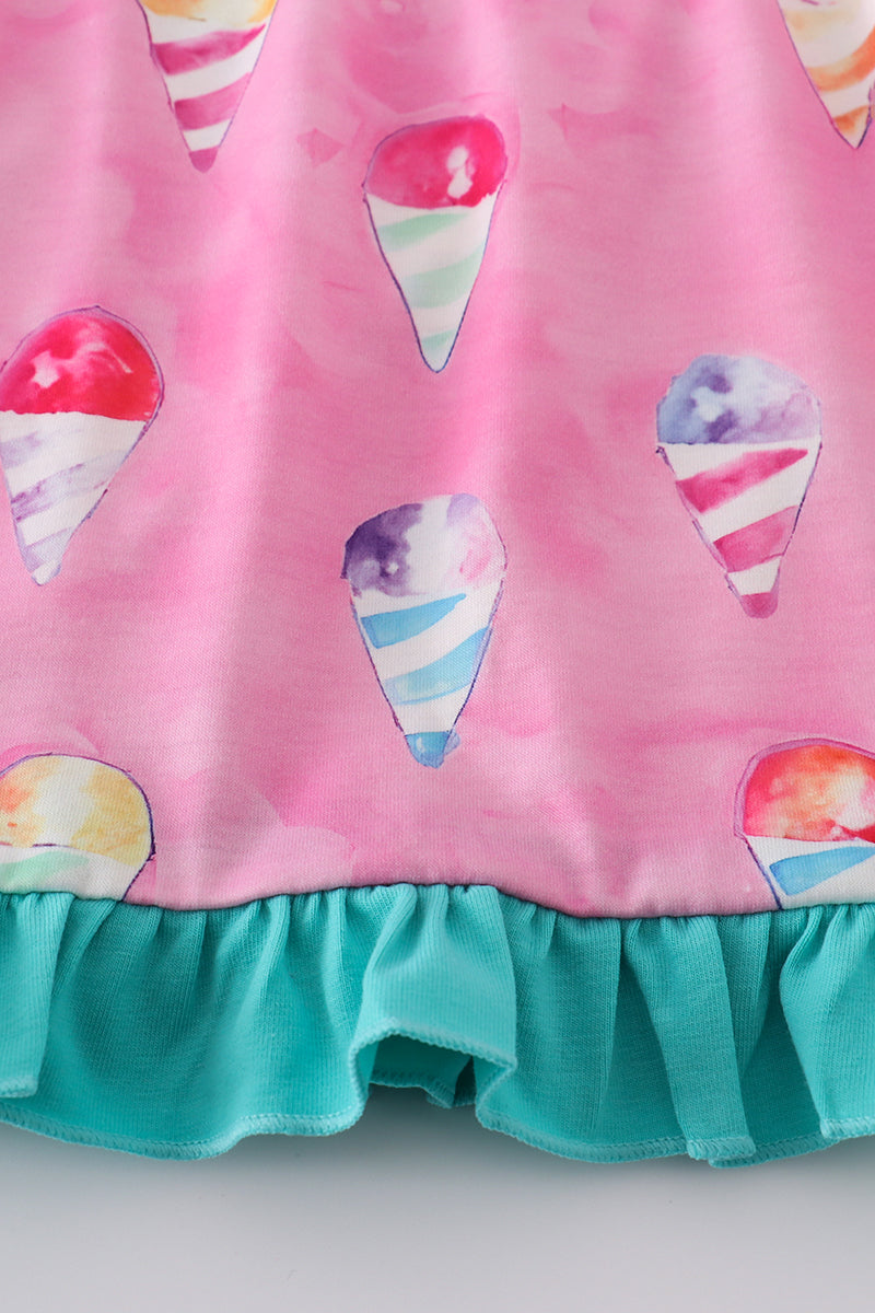 Pink ice cream print shorts set