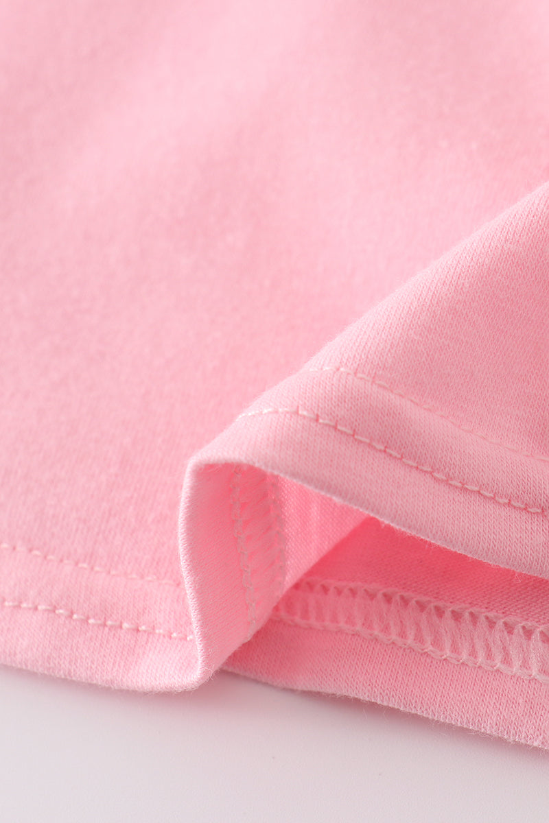 Pink castle applique ruffle dress