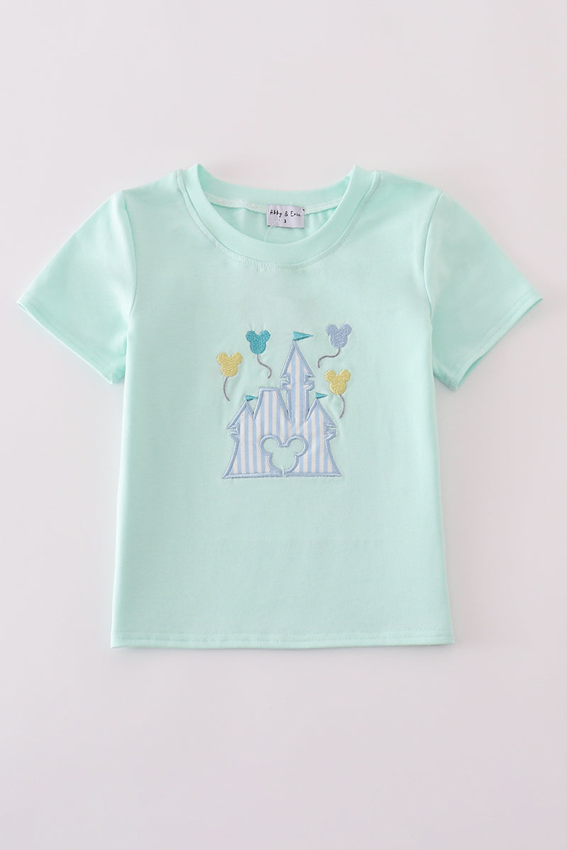 Mint castle applique top