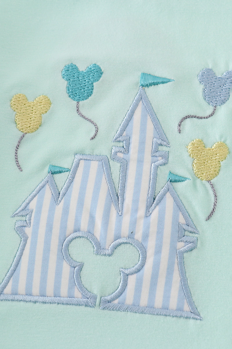 Mint castle applique top