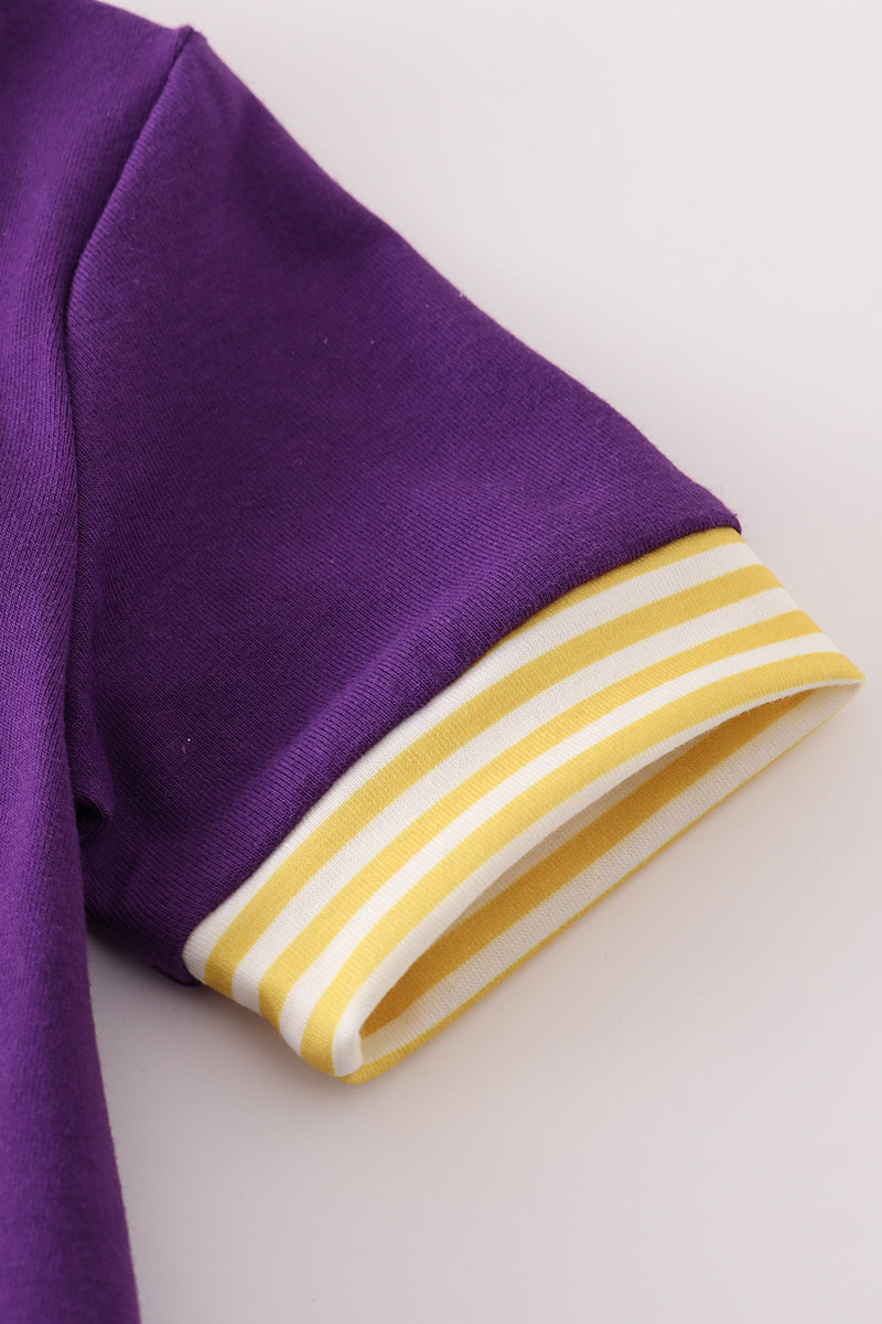 Purple gold I love LSU applique bubble