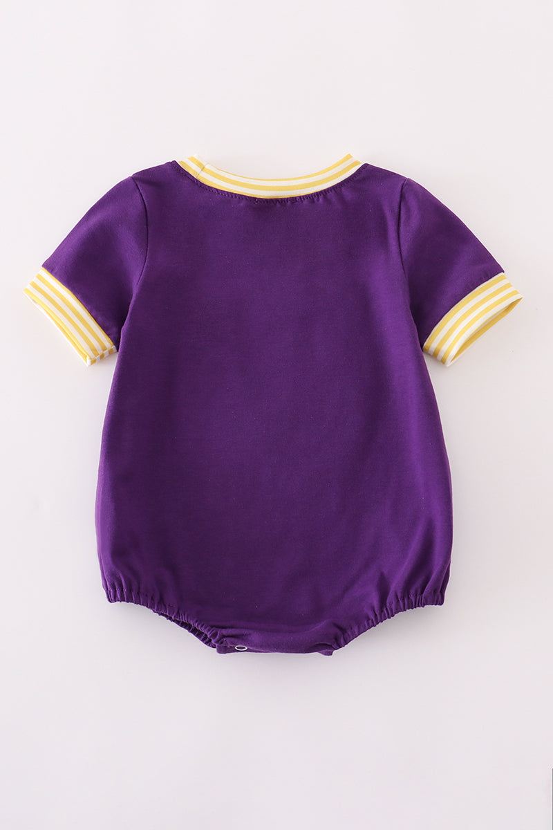 Purple gold I love LSU applique bubble