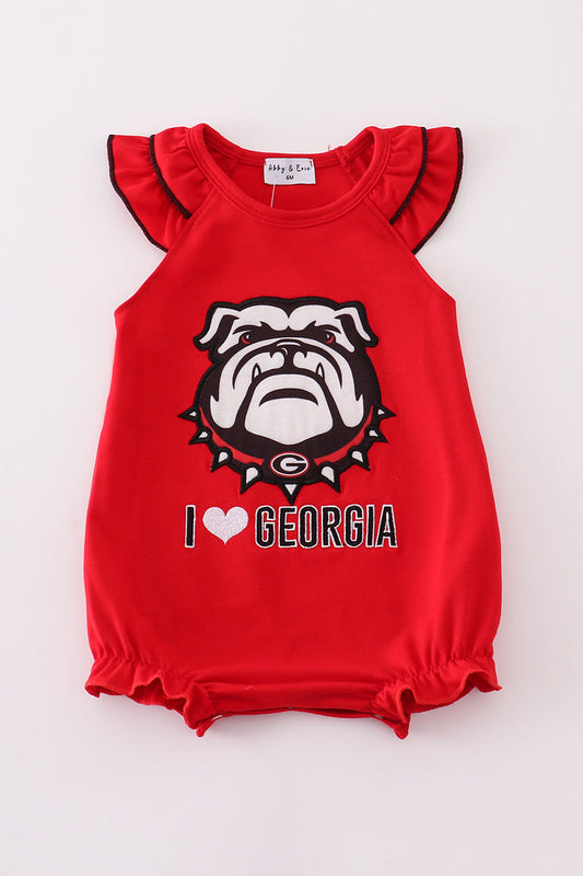 Red I love Georgia applique ruffle bubble