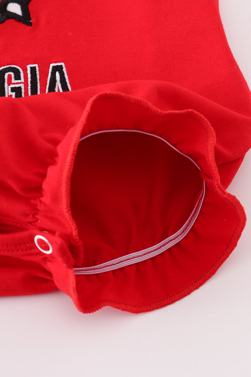 Red I love Georgia applique ruffle bubble
