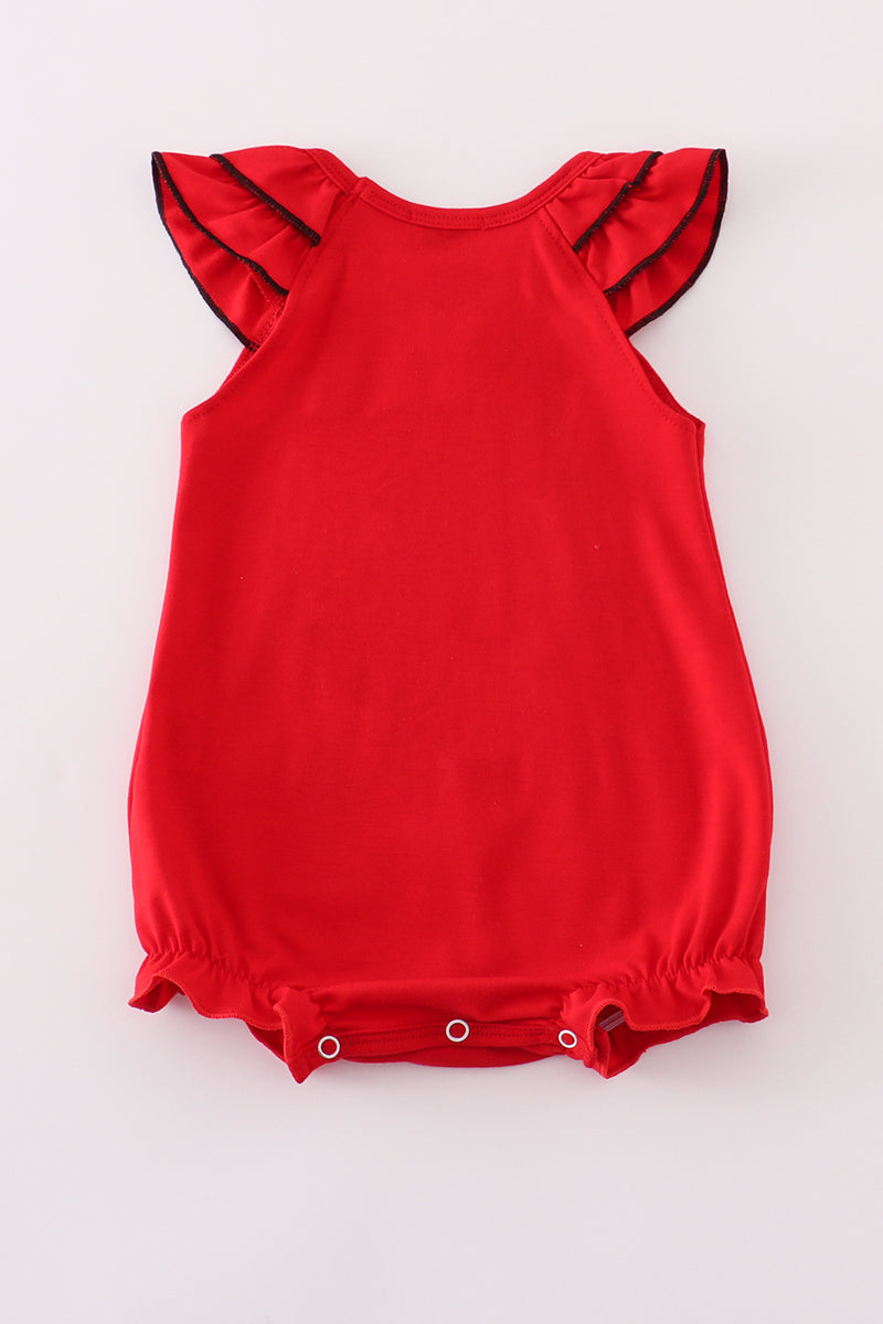 Red I love Georgia applique ruffle bubble