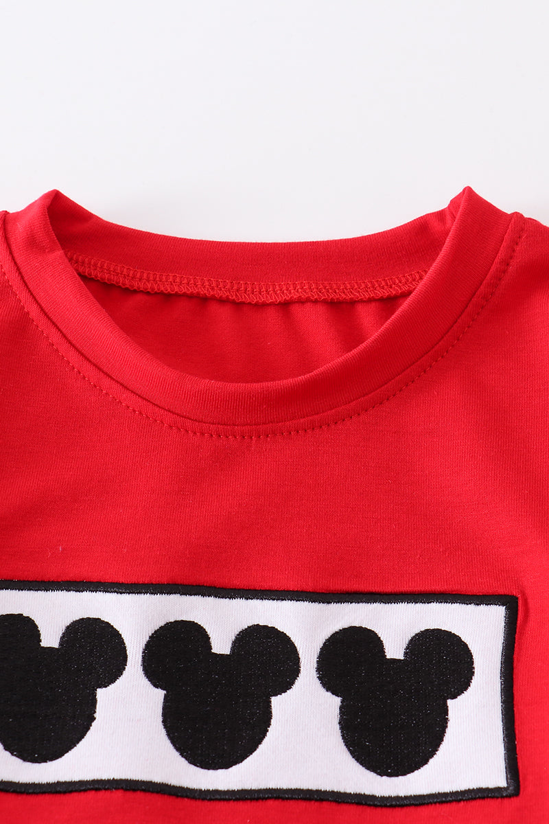 Red character embroidery boy set