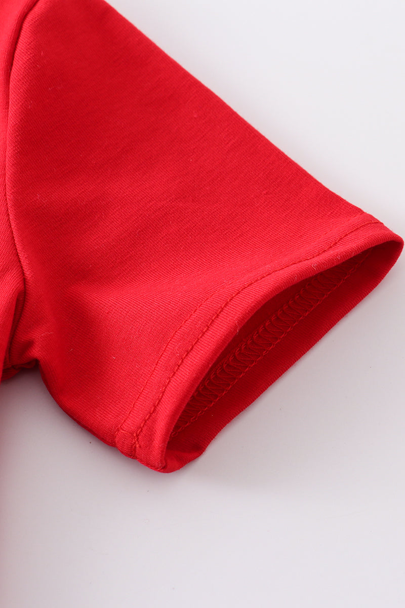 Red character embroidery boy set