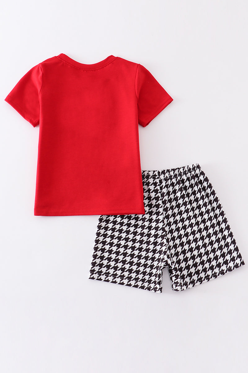 Red character embroidery boy set