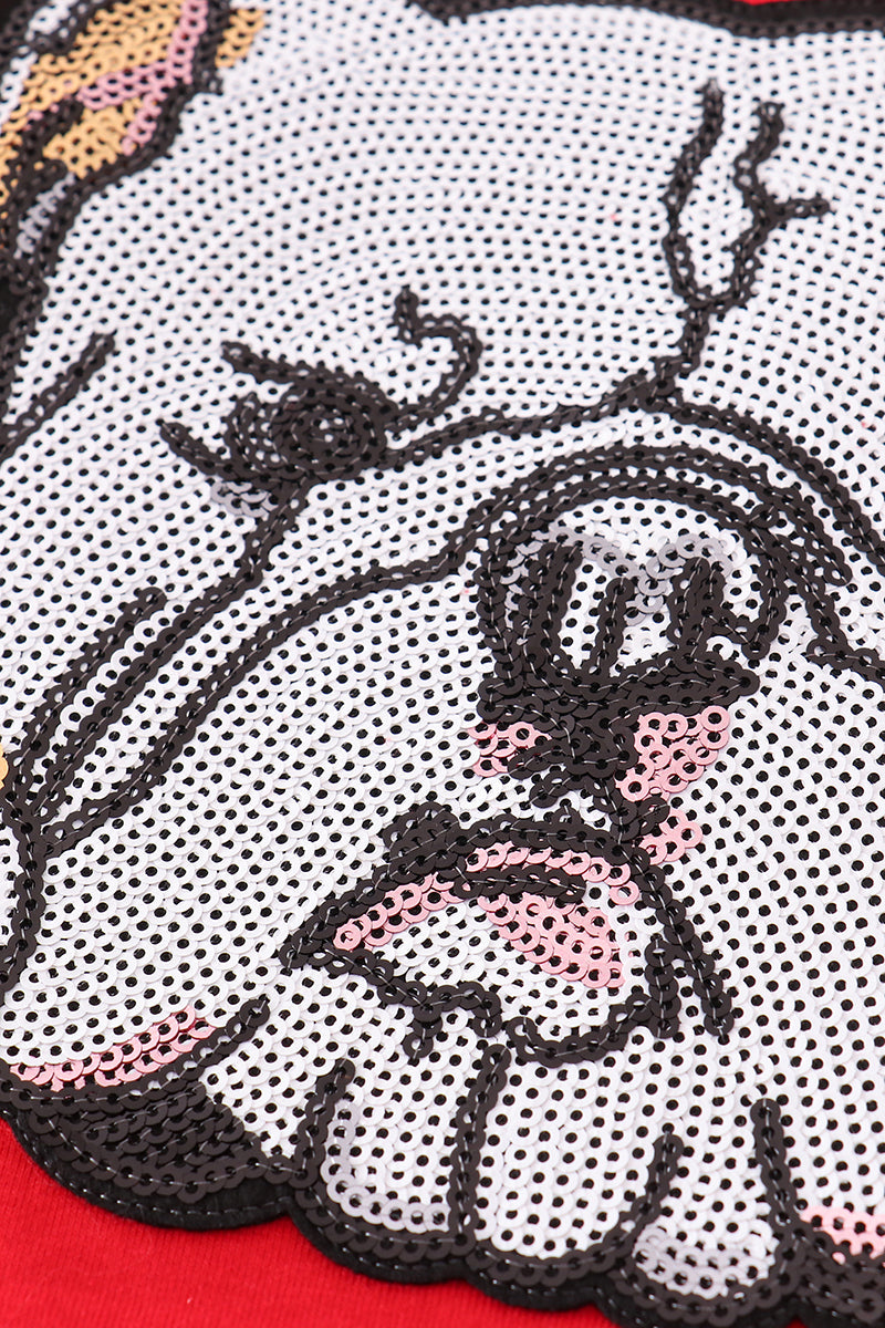 Red geogia bulldog sequin mom&me top