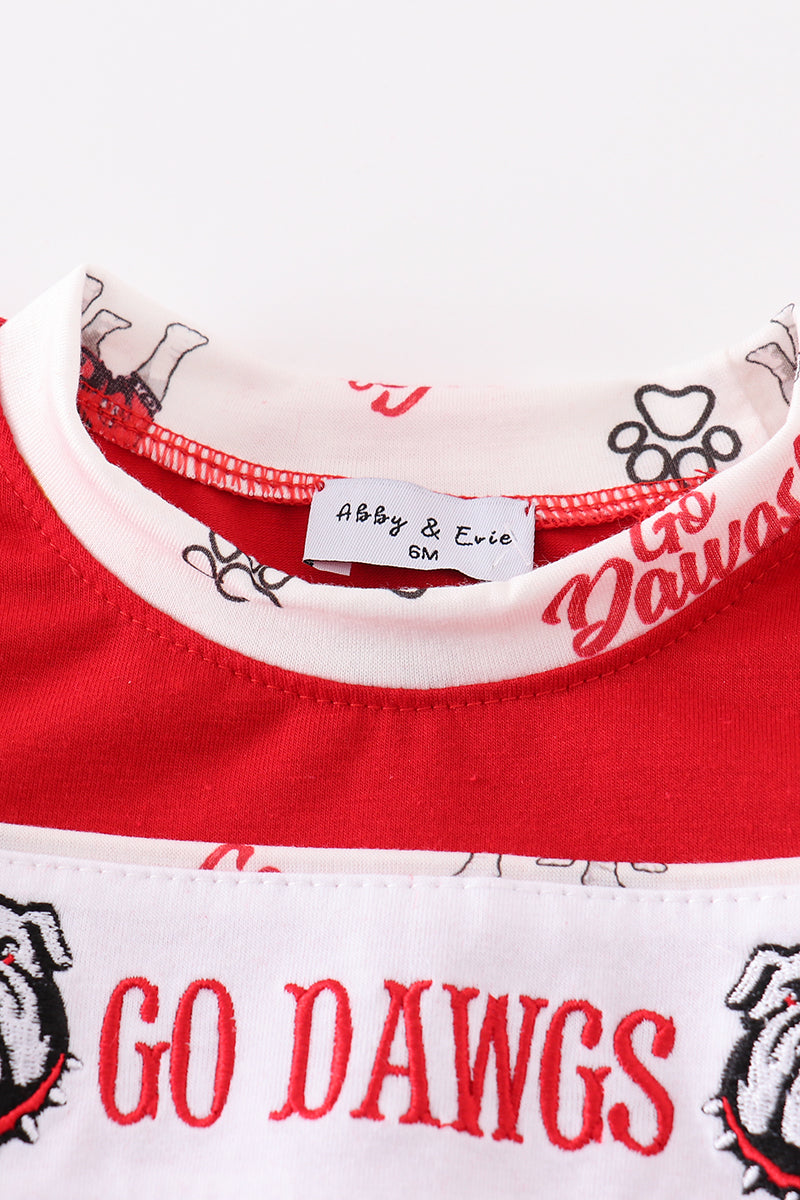 Red go dawgs embroidery boy bubble