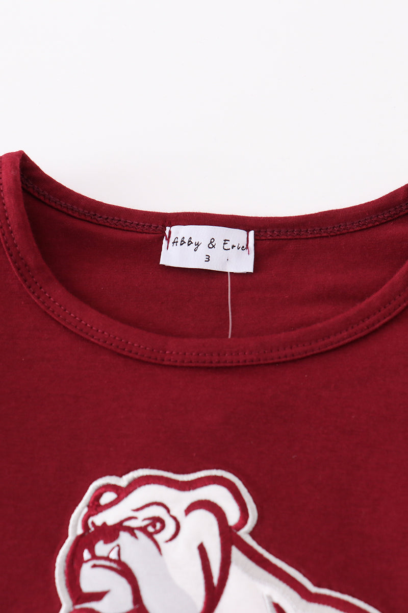 Maroon mississippi embroidery girl skort set