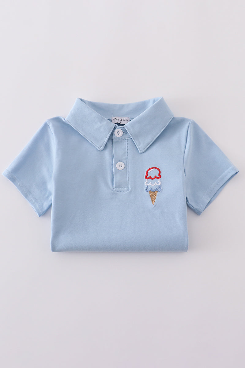 Blue ice cream embroidery set
