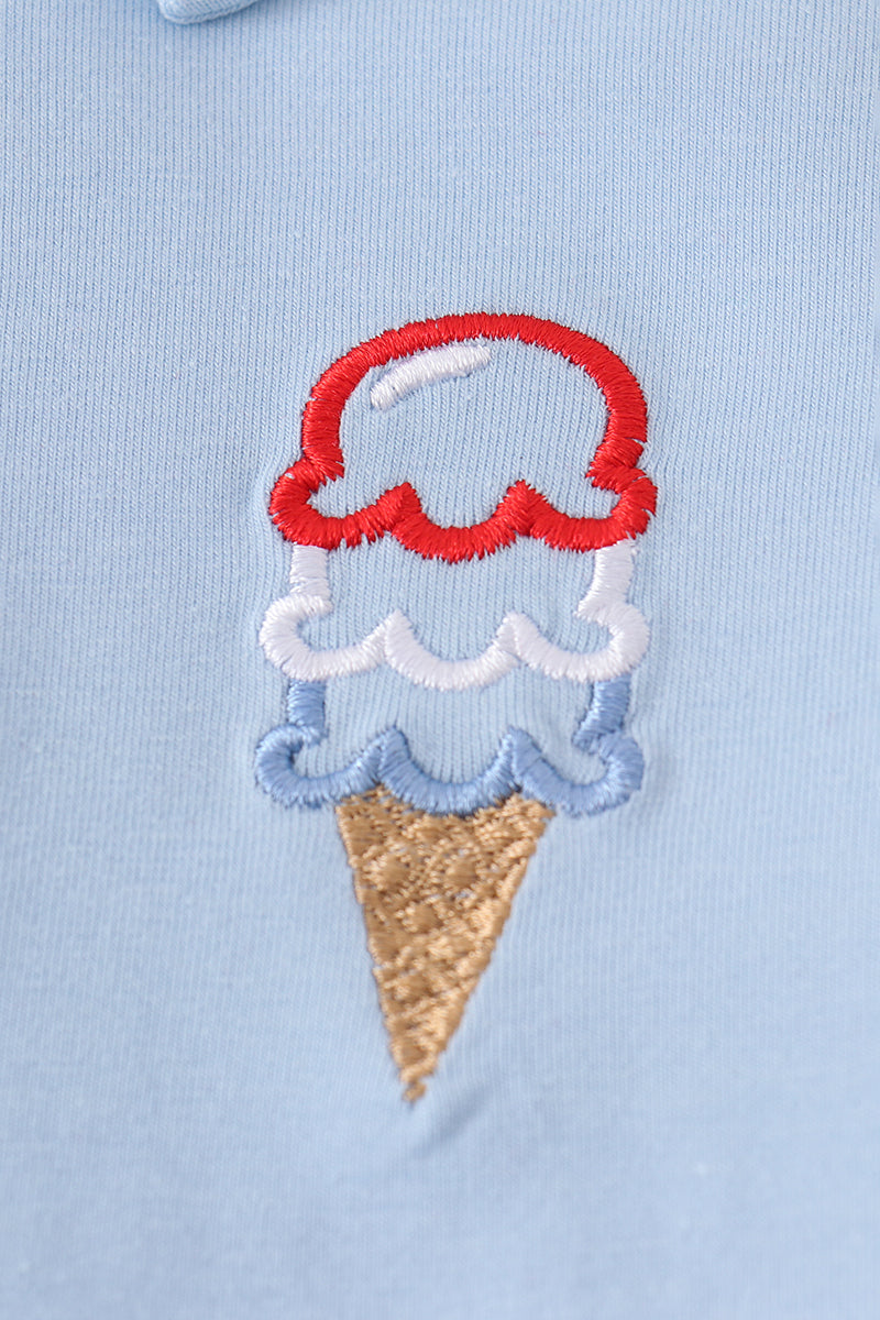 Blue ice cream embroidery set