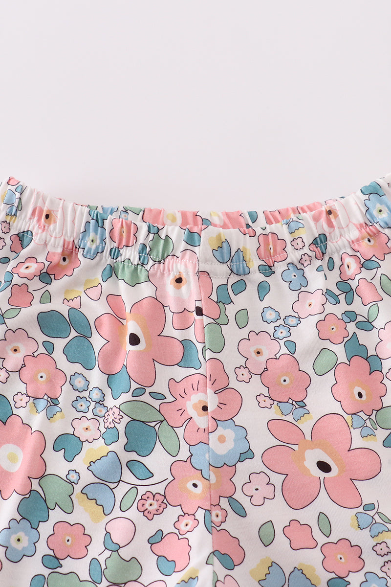 Pink summer floral print set