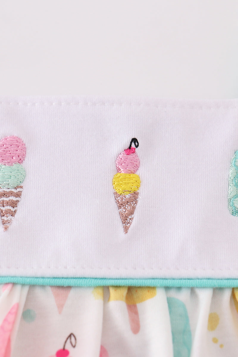 Mint ice cream embroidery dress