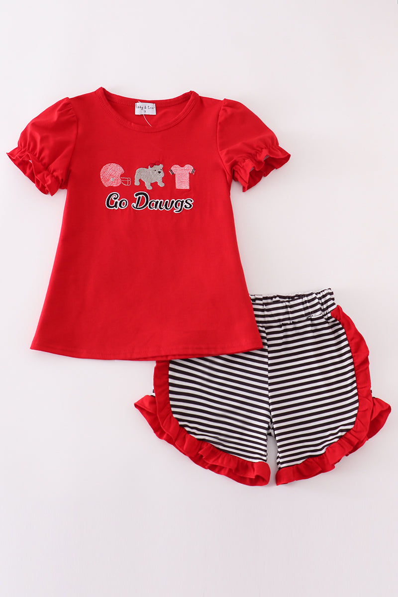 Red Geogia go dawgs embroidery set