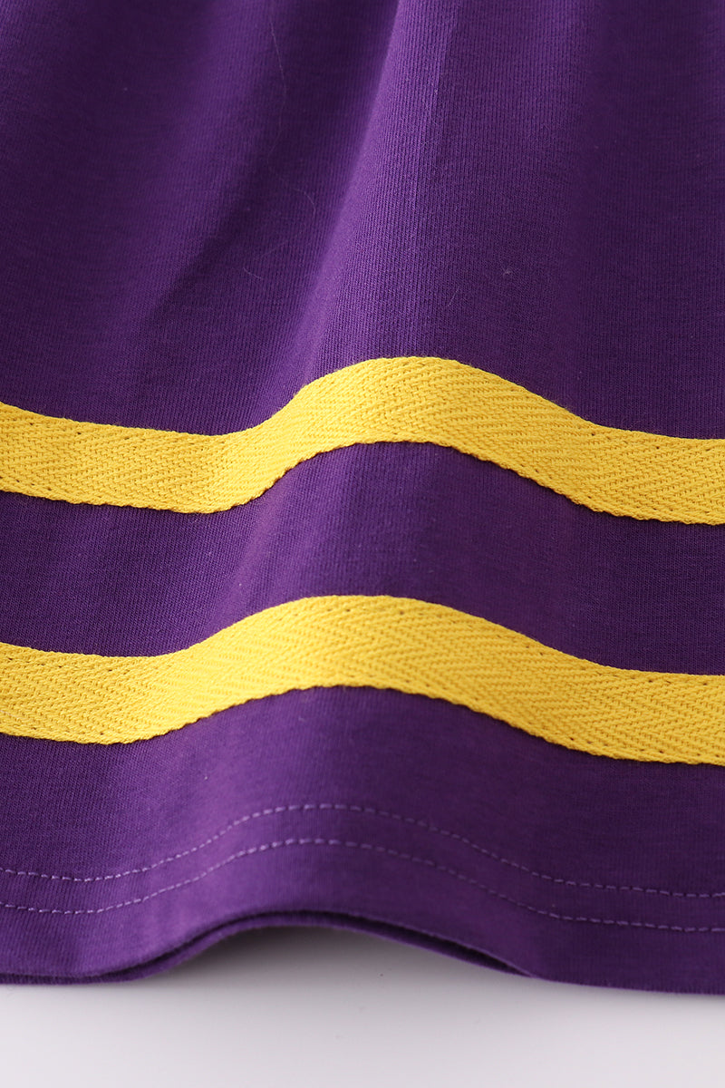 Purple gold LSU applique dress