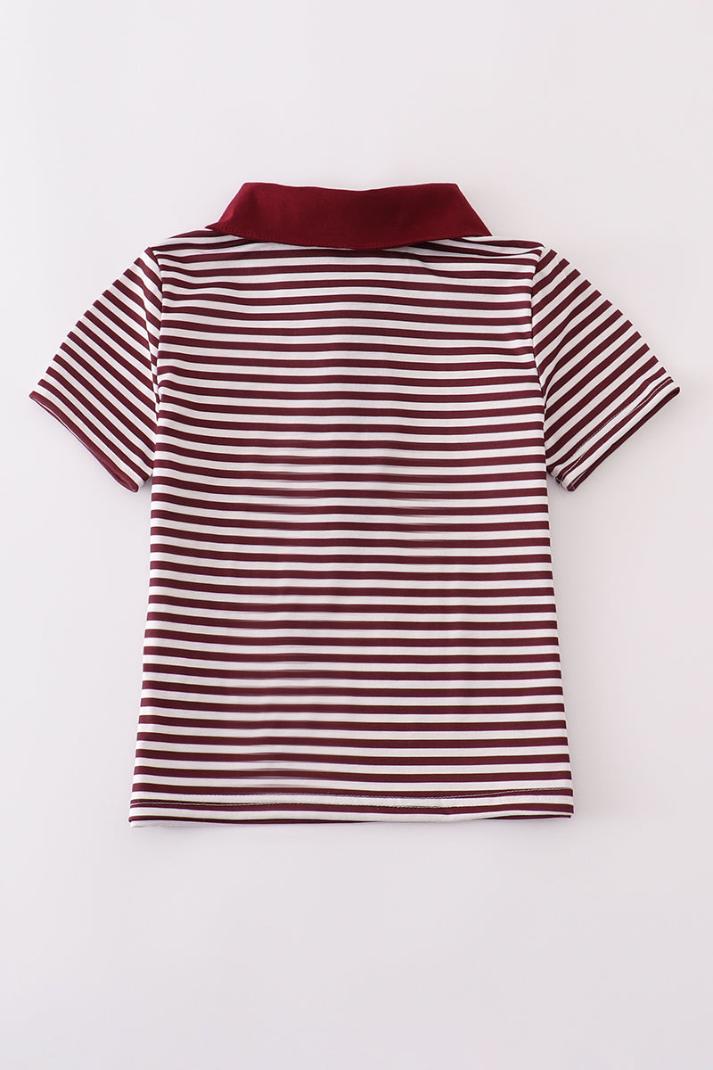 Maroon Mississippi embroidery button down shirt