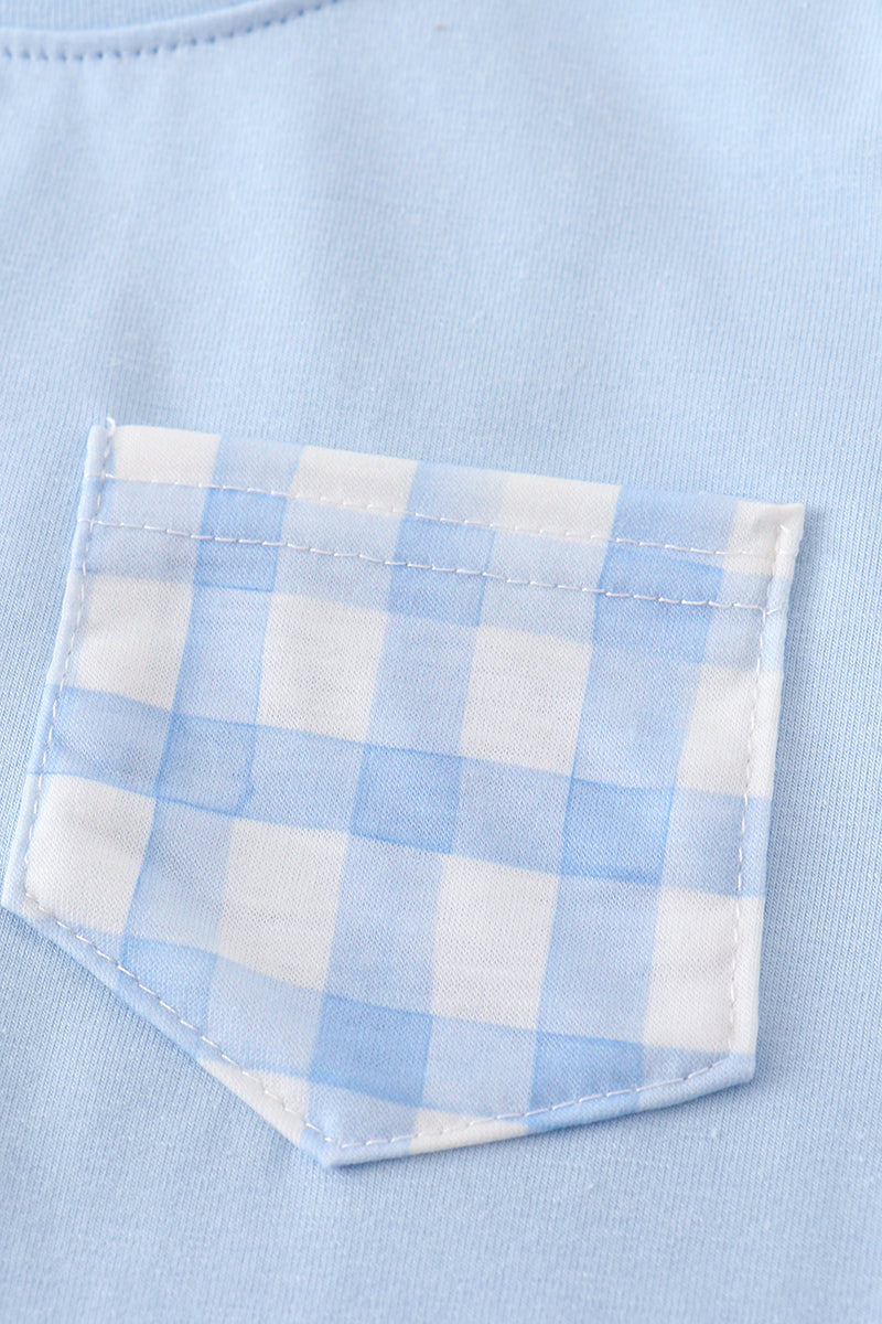 Blue gingham shorts set