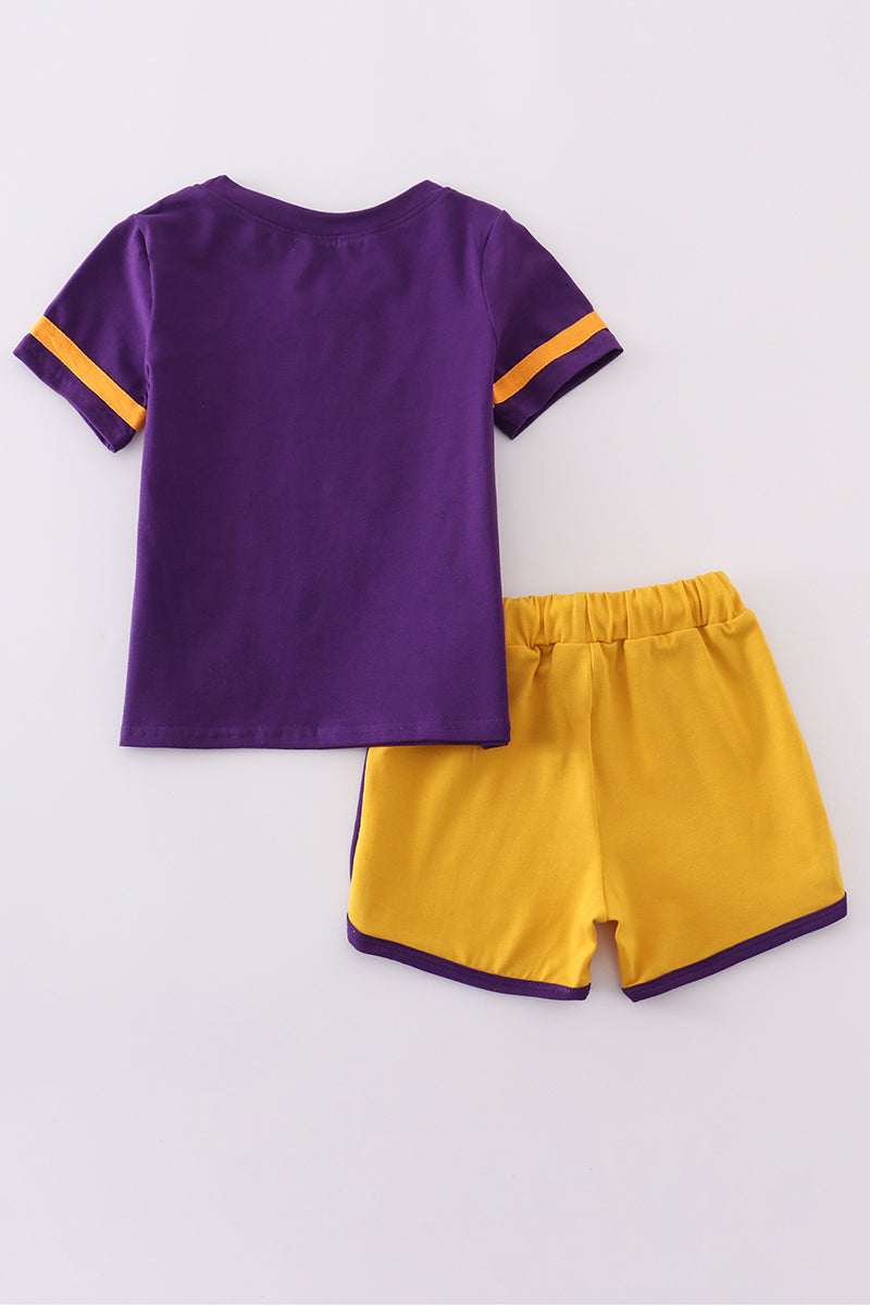 Purple gold LSU GAME DAY glitter shorts set