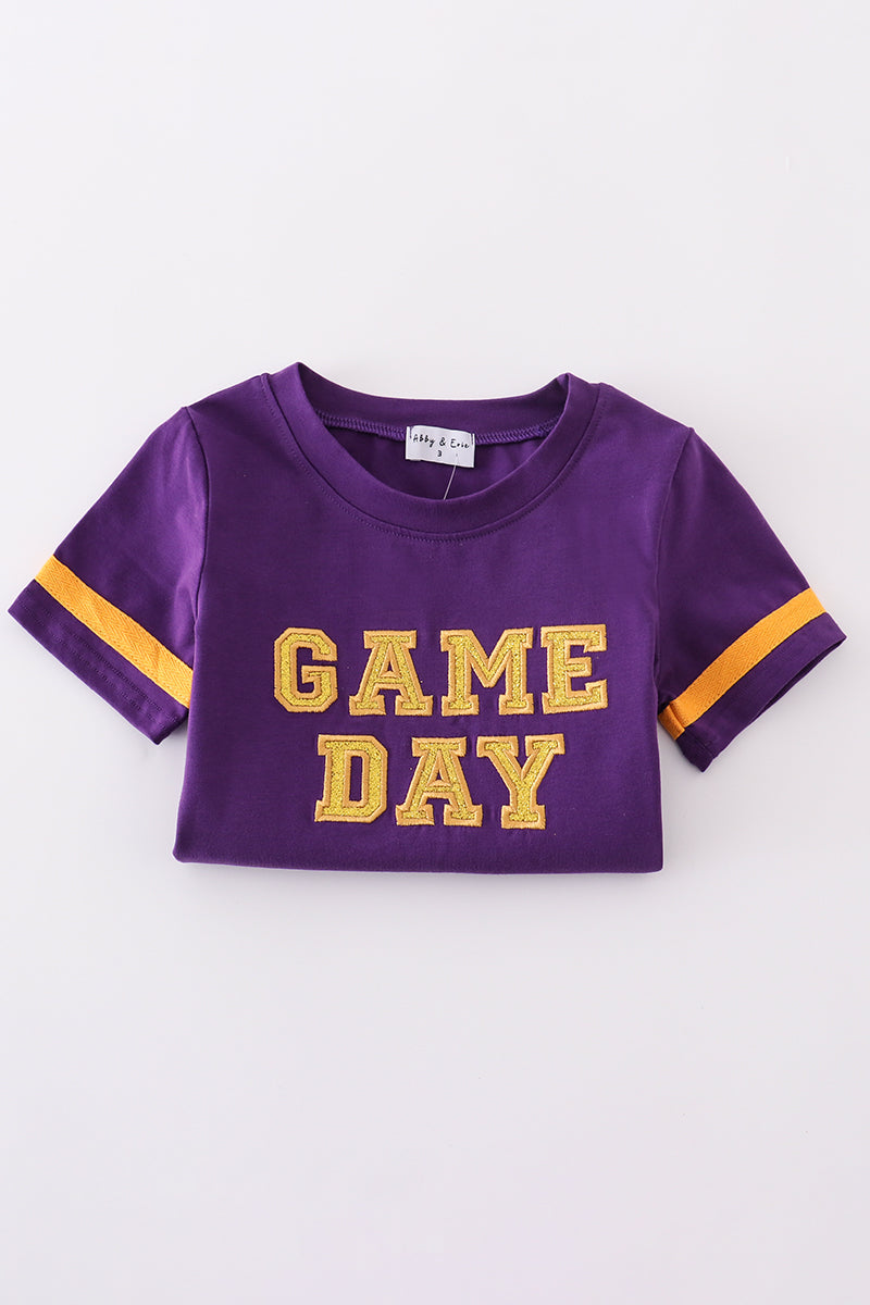Purple gold LSU GAME DAY glitter shorts set