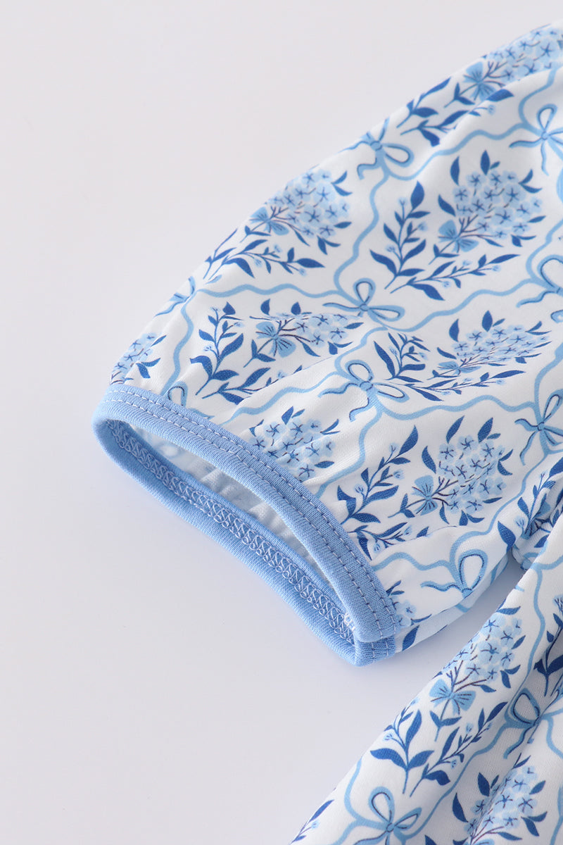 Blue toile garden bow dress