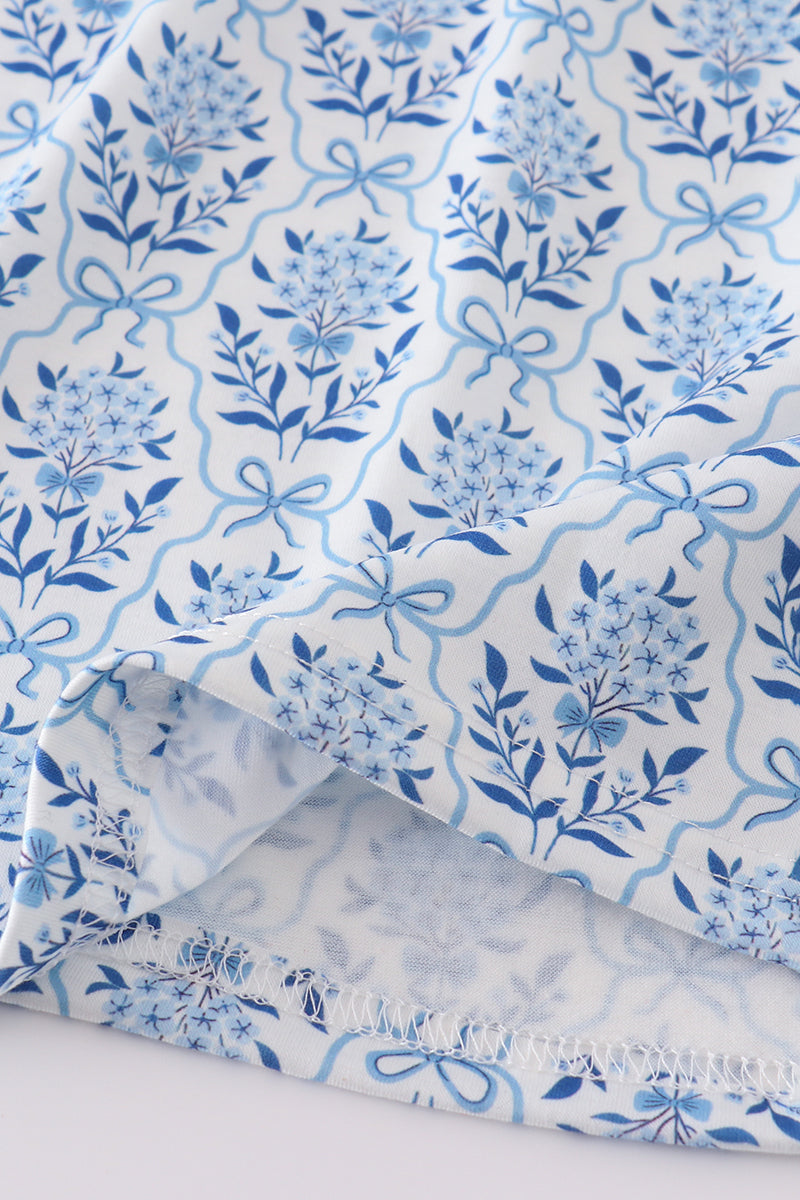 Blue toile garden bow dress