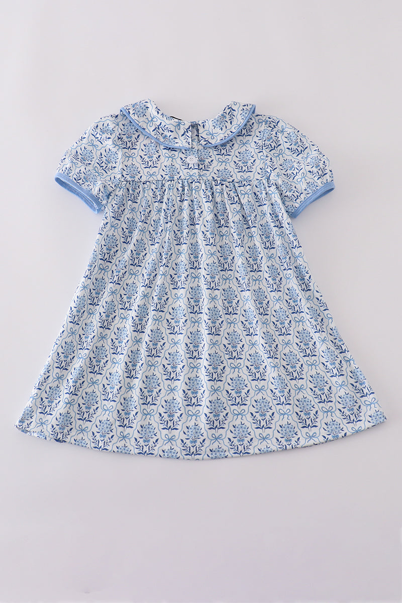 Blue toile garden bow dress