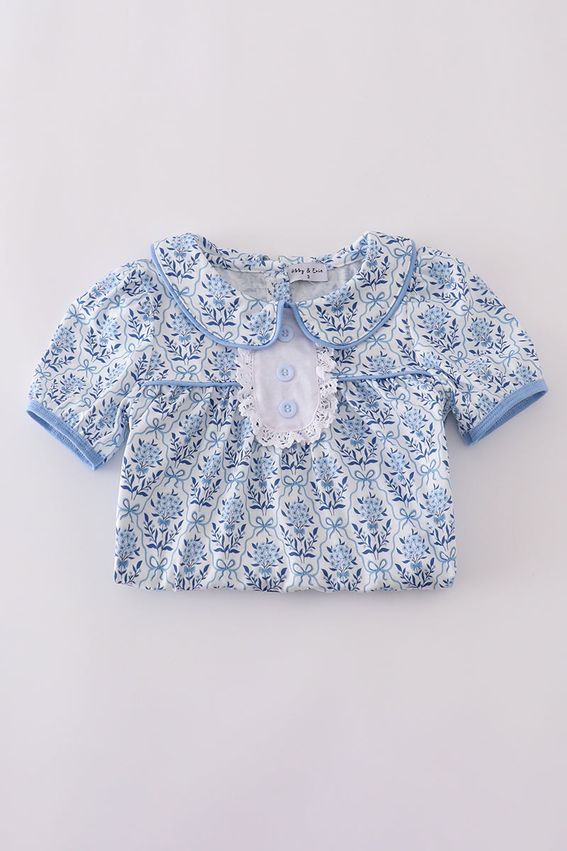 Blue toile garden bow dress