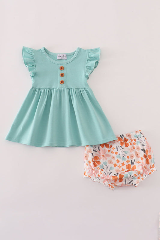 Sage floral bloomer set