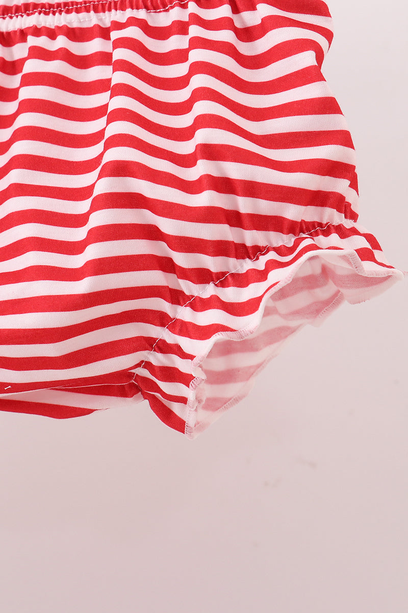 Red nutcracker print bloomer set