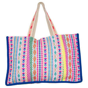Multicolored Tasseled Oversized Beach Bag Tote