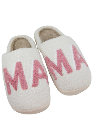 Pink MAMA Fuzzy Slippers