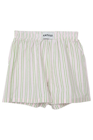 Light Pink and Green Striped Ladies Boxer Shorts