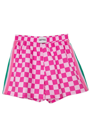 Hot Pink Checkered Ladies Boxer Shorts