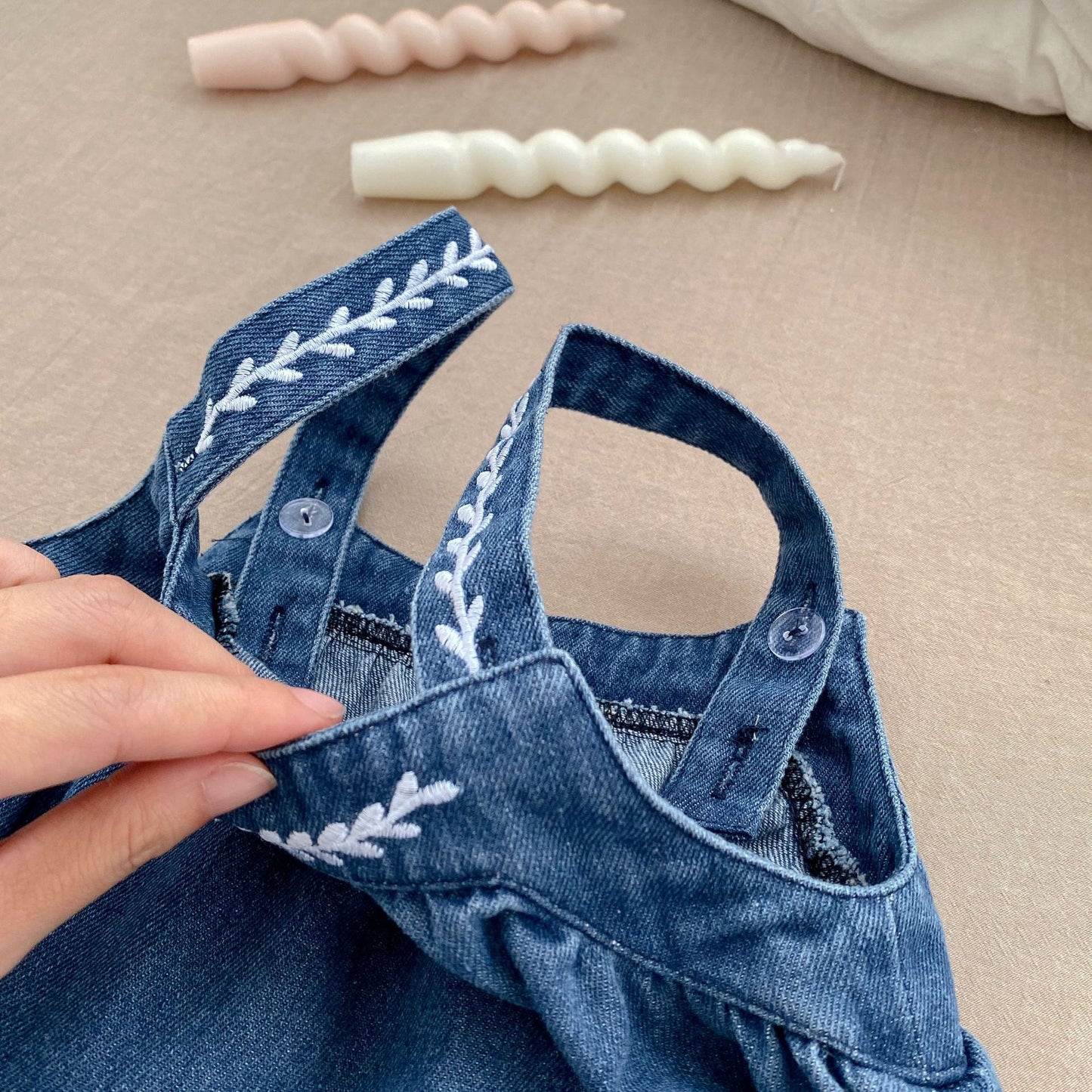 Arrival Autumn Baby Girls Long Sleeves Embroidered Top Shirt and Denim Overalls – Clothing Set