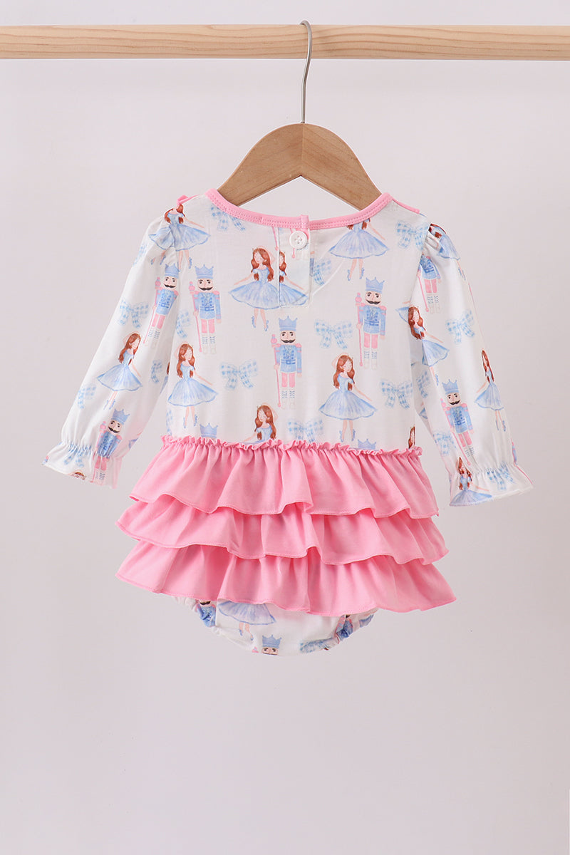 Pink bow nutcracker ruffle bubble