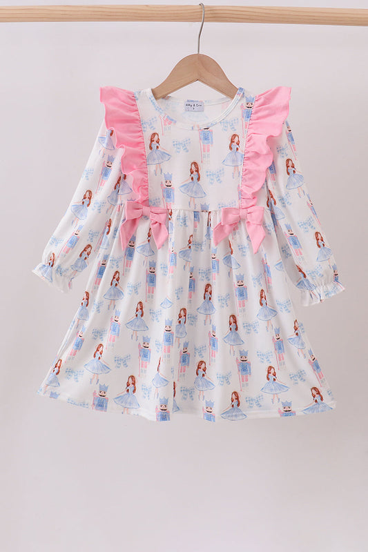 Pink bow nutcracker ruffle dress