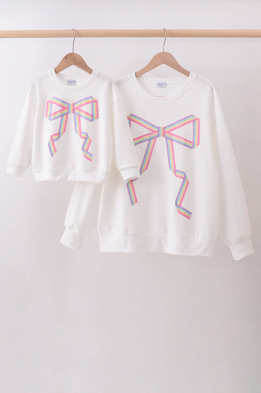 Cream hand-sewn bow mom&me sweatshirt