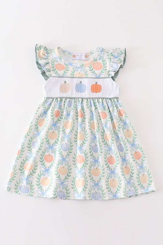 Green Pumpkin Embroidery Dress