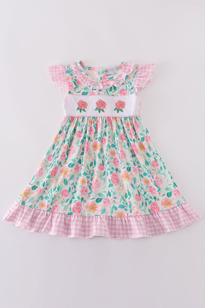 Pastel petal charm rose embroidery girl dress