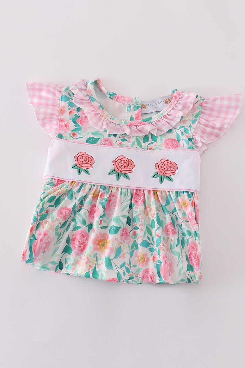 Pastel petal charm rose embroidery girl dress