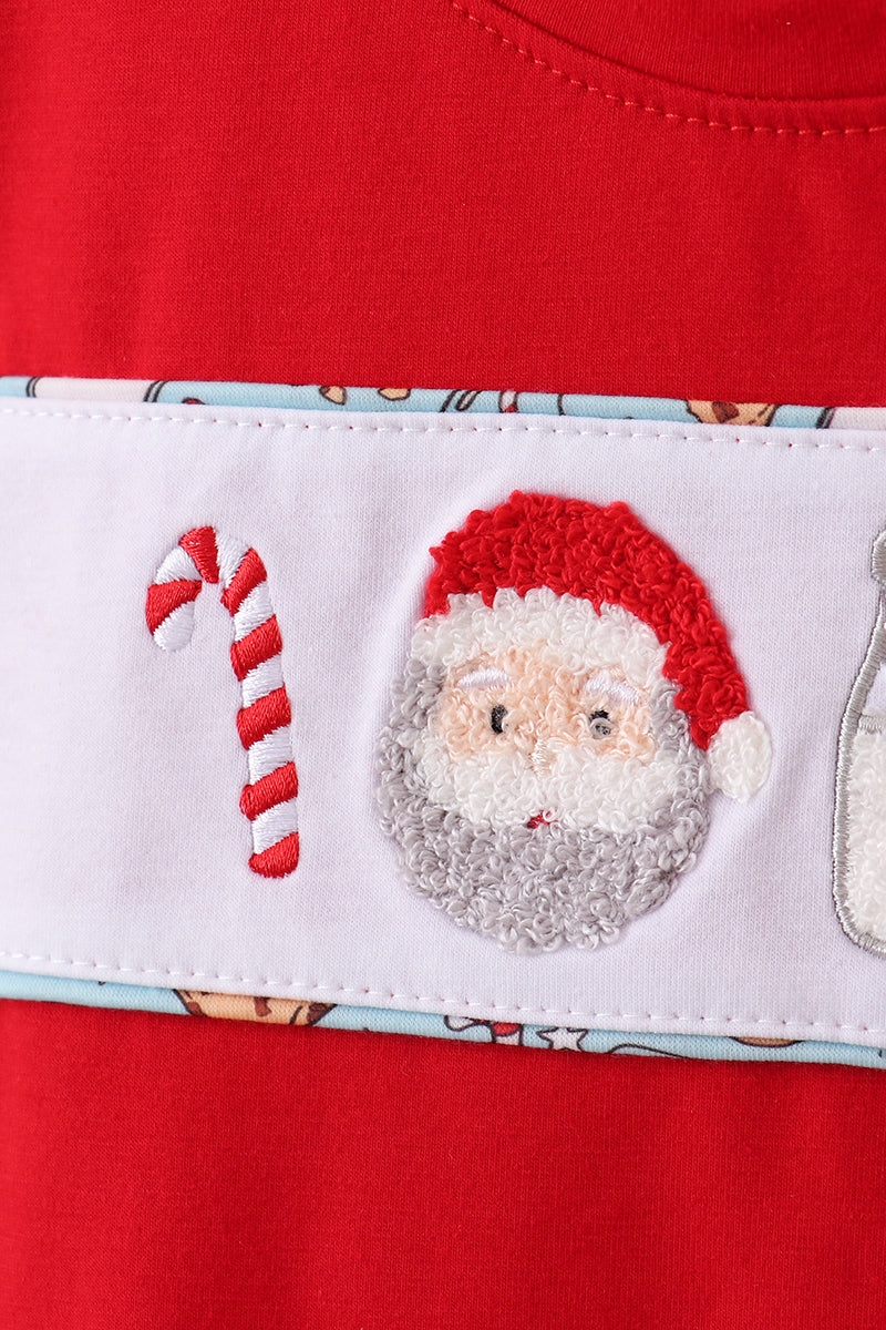 Red Santa claus cookie french knot pants set